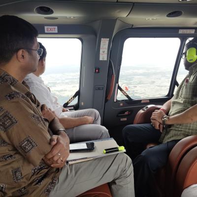 Revenue Minister Reviews Flood Situation During Aerial Survey of Flood-Affected Areas