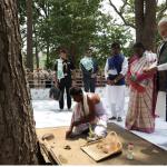 Prime Minister offers prayers at Gosani Peeth in Pahadpur village with President Droupadi Murmu