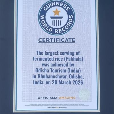 Guinness World Records for the Largest Serving of Pakhala to Odisha Tourism