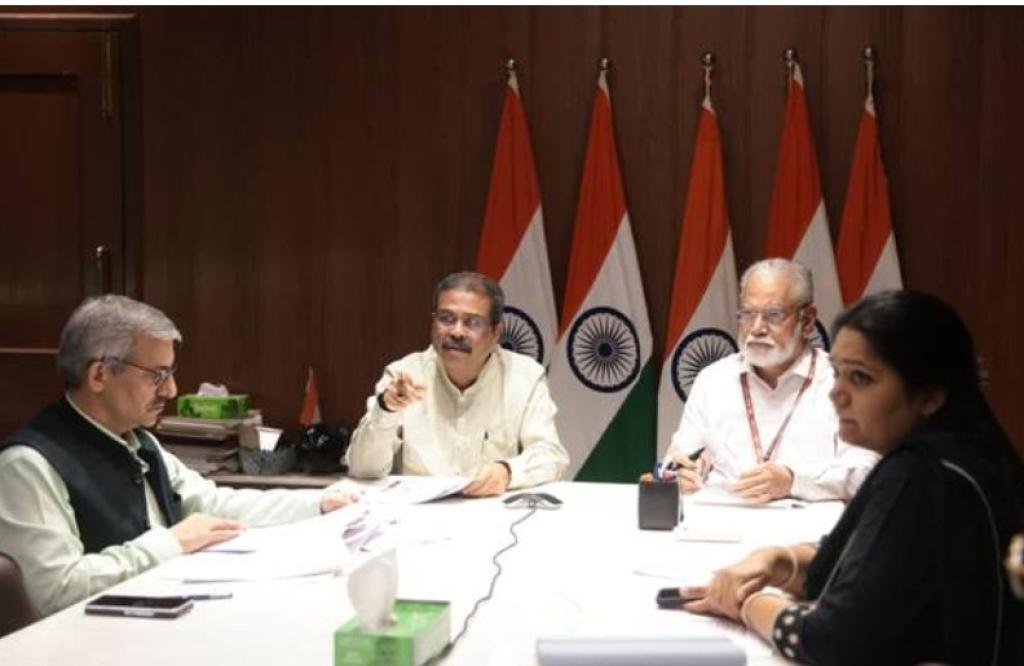 Union Education Minister, Shri Dharmendra Pradhan along with Dr. K. Radhakrishnan, former Chairman ISRO review preparedness for NEET-UG 2026 Re-Examination