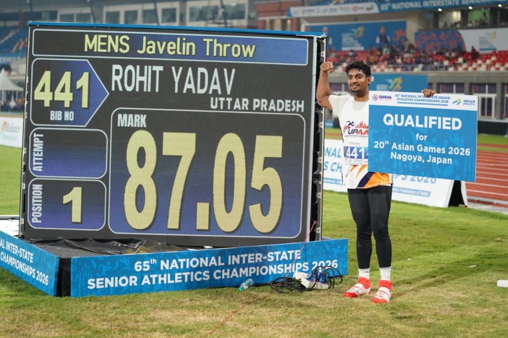 Rohit Yadav’s record throw of 87.05m ranks him second best in global top list