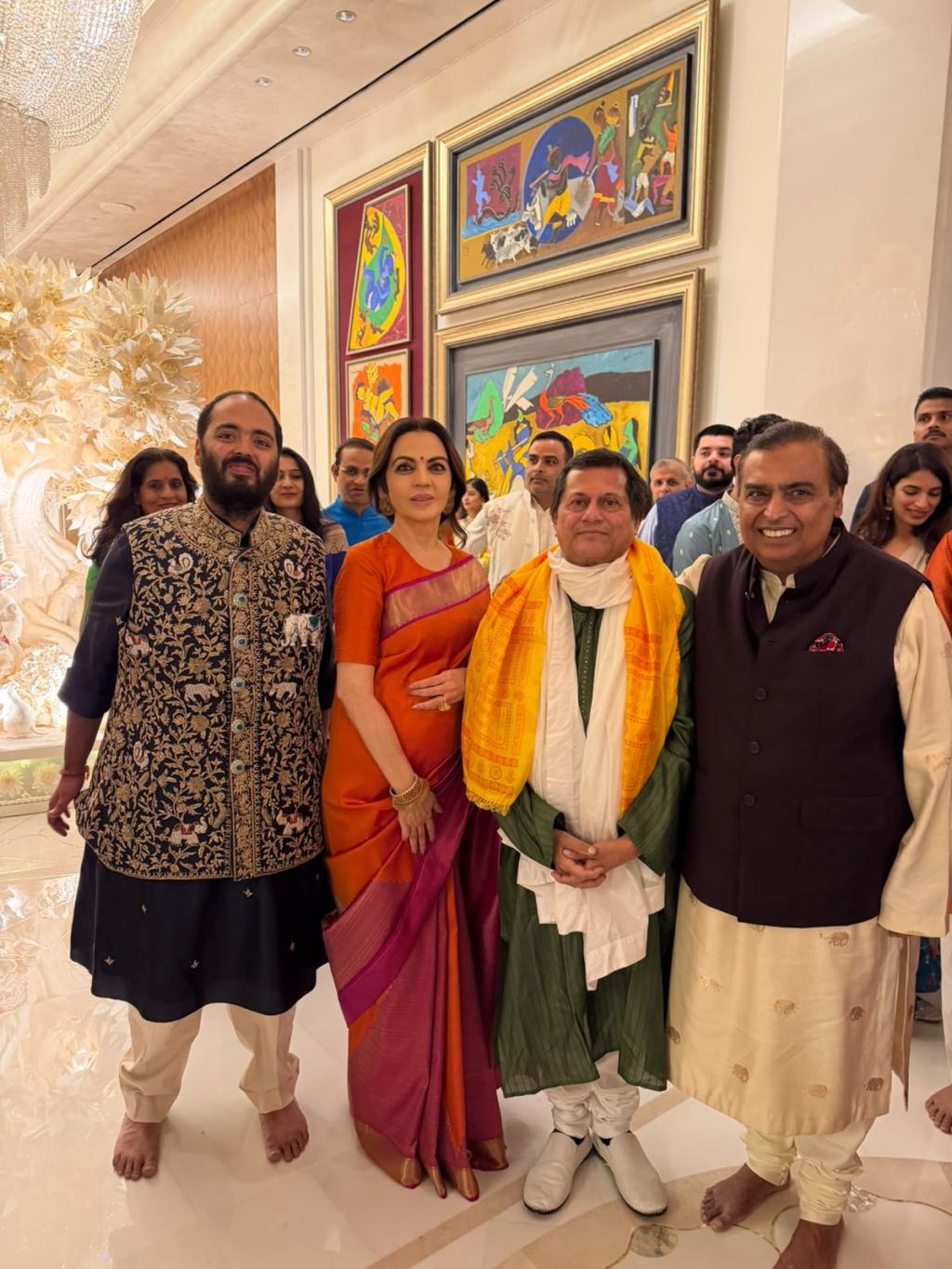 KISS-KIIT founder Achyuta Samanta Attends Ambani Family’s Grand Ganesh Puja in Mumbai