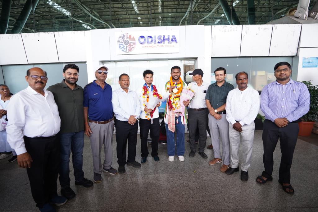 Sports Minister Suryabanshi Suraj welcomes Odisha’s Asian Games Gold Medalists Amit Rohidas & Shilanand Lakra